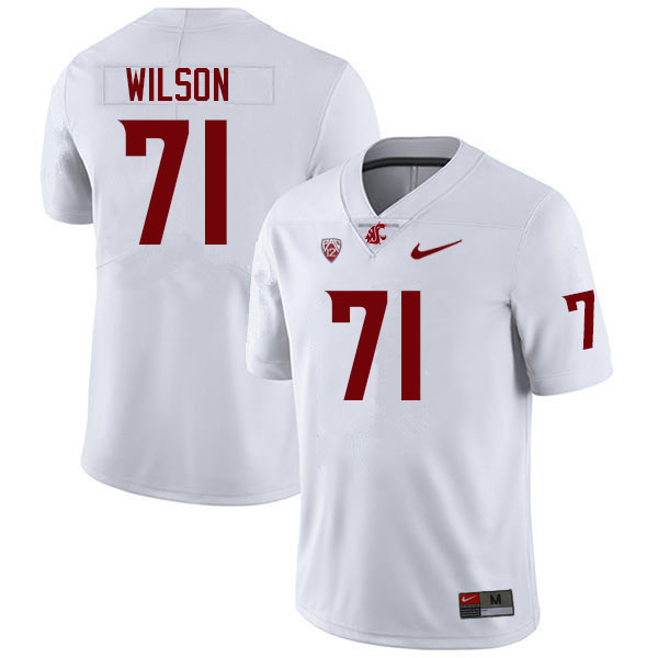 Men #71 Jack Wilson Washington State Cougars College Football Jerseys Sale-White - Click Image to Close
